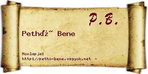 Pethő Bene névjegykártya